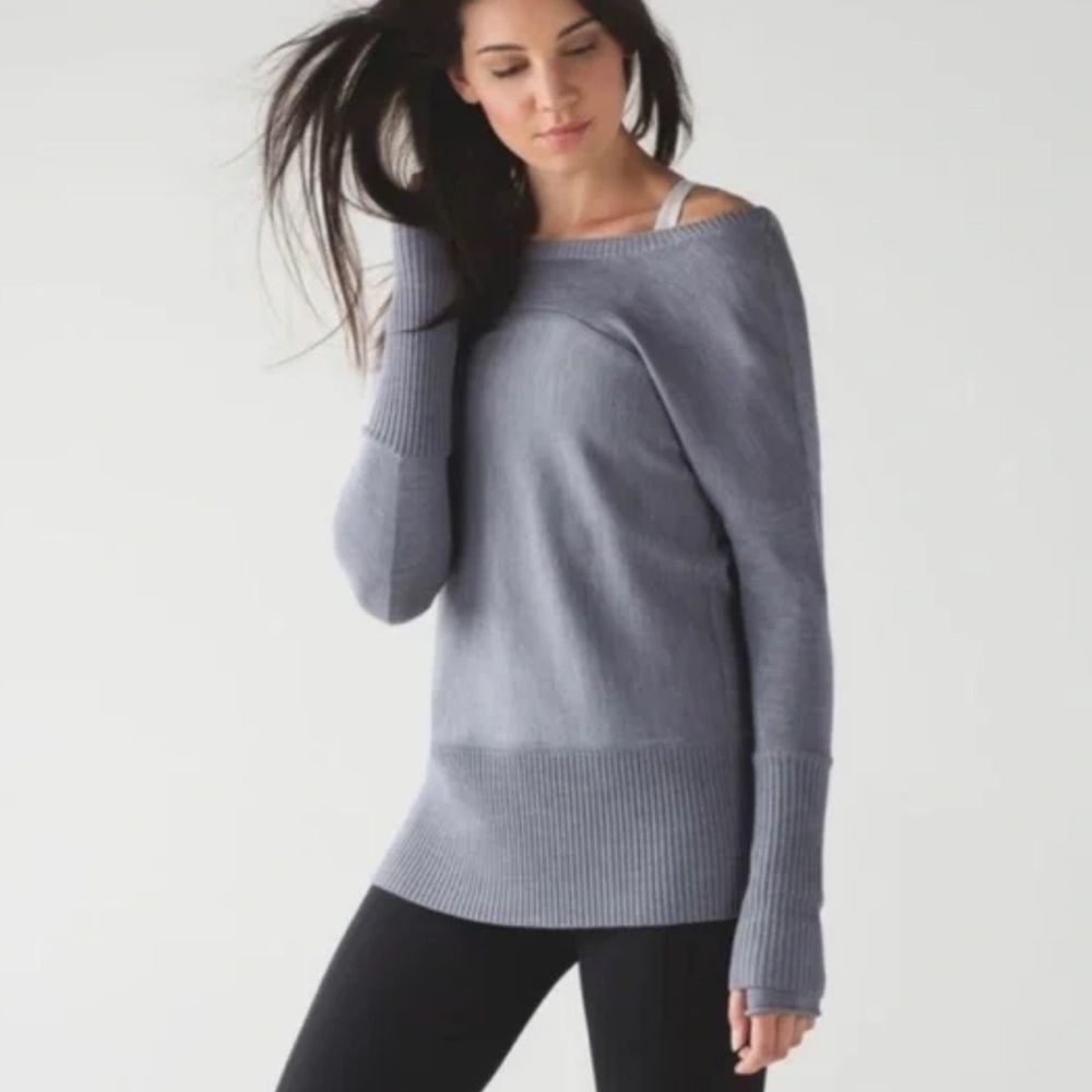 Lululemon Sattva SweaterHeathered Arctic Grey Merino Wool‎ MSRP $148